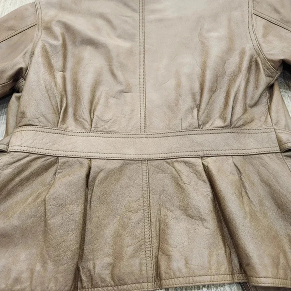 Vintage American Leather Jacket, Taupe Tan, Women's Small (listing as) - Picture 6 of 9